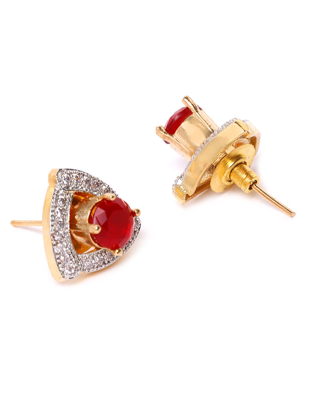 YouBella American Diamond Jewellery Multi-Color Interchangeable Triangular Shaped Earrings for Girls and Women : Best Rakhi Gift Jewellery (6 in 1 Triangle)